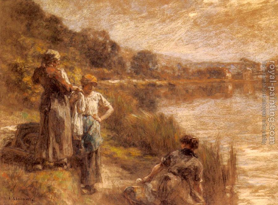 Leon Augustin Lhermitte : Washerwomen by the Banks of the Marne II
